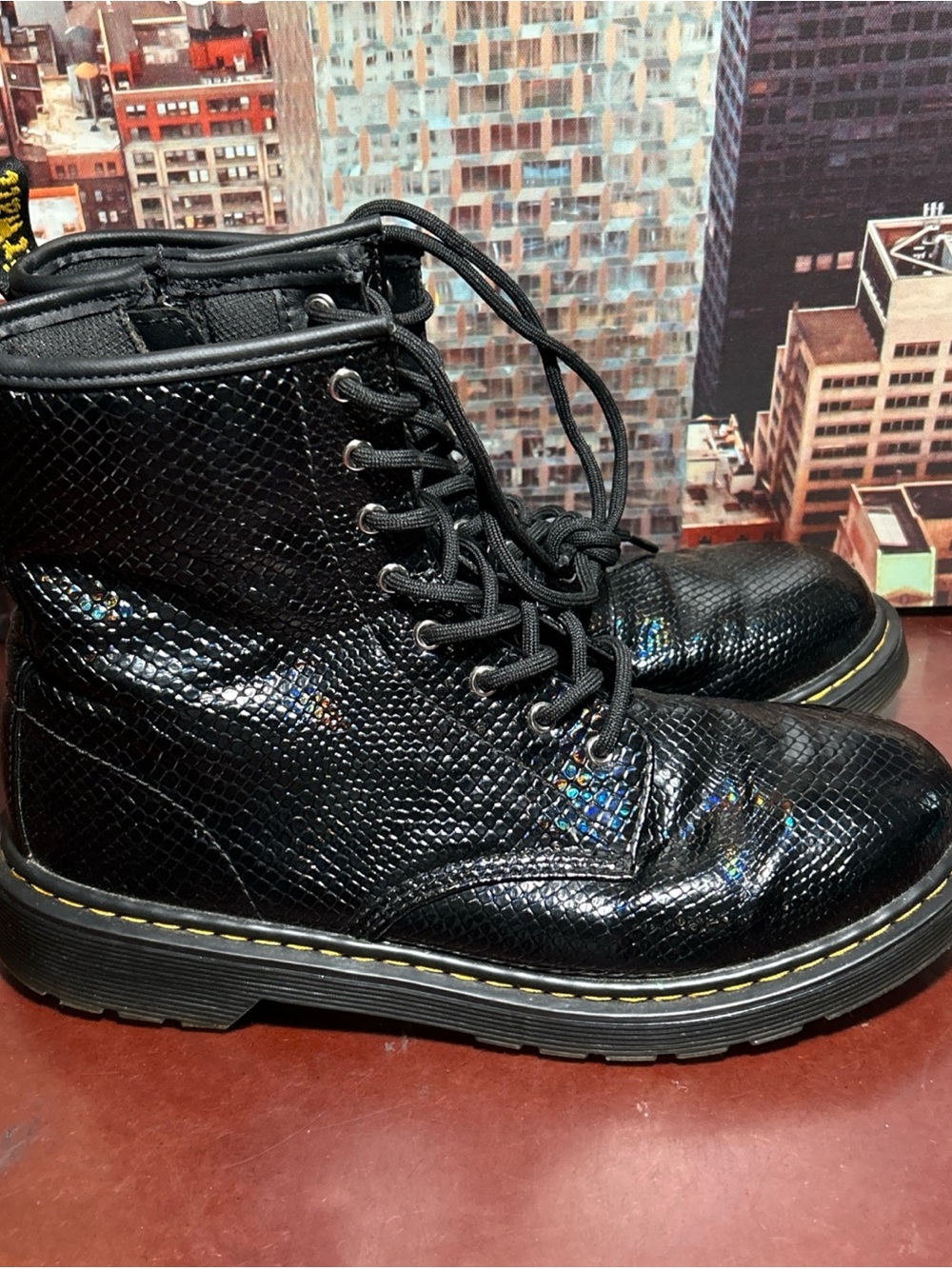 Dr. Martens Black and White Interior Size Label Close-Up
